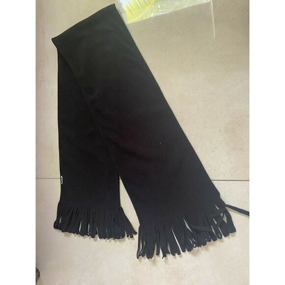 Unbranded Accessories - Black FLEECE WINTER SCARF w/FRINGE TRIM 58” Inches Long